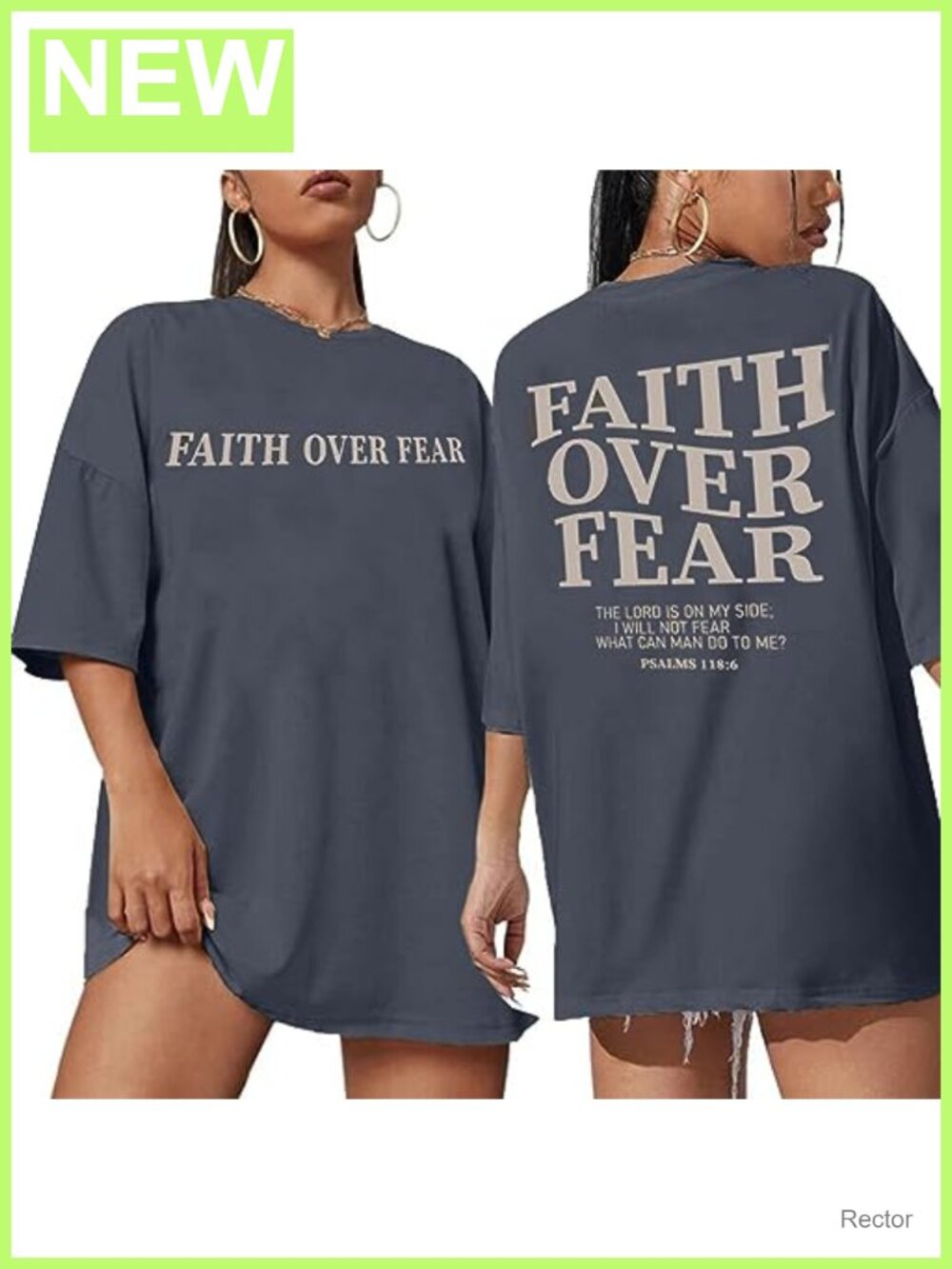 Faith Over Fear Graphic Tee Oversized Christian Cotton Blend Short Sleeve